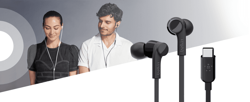 Belkin SoundForm Wired Earbuds with USB-C Connector, In-Ear Earphones w/ Microphone - USB-C Headphones for iPhone 15, iPad Mini, Galaxy S24, Google Pixel, Android, and More - Black