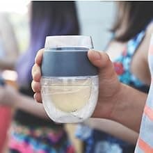 Host Wine Freeze Cup Set of 2 - Plastic Double Wall Insulated Wine Cooling Freezable Drink Glasses with Freezing Gel, Wine Glass Gift for Red and White Wine, 8.5 oz Marble