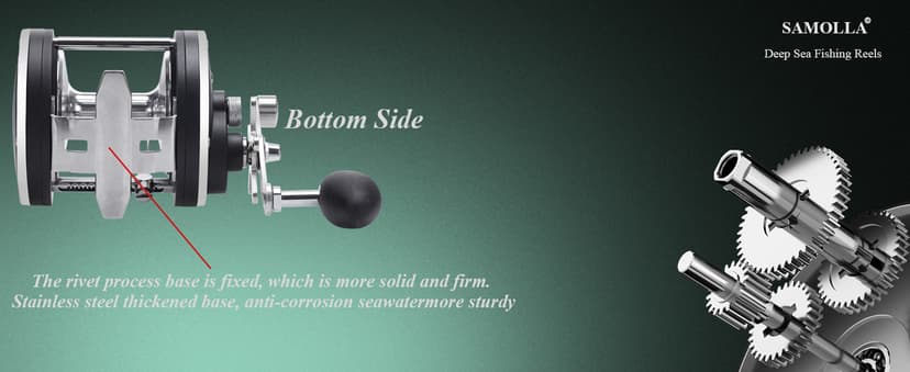 SAMOLLA Deep Sea Fishing Reels 44-66Lb Max Drag for Saltwater or Freshwater Ocean Conventional Reel Saltwater Fishing Reel for Tuna Sailfish Swordfish