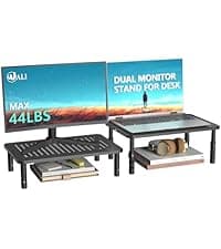WALI Computer Monitor Stand for Desk, Adjustable Laptop Riser, Desk Monitor Stand Underneath Storage for Office, Home, School Supplies (STT003), 1 Pack, Black