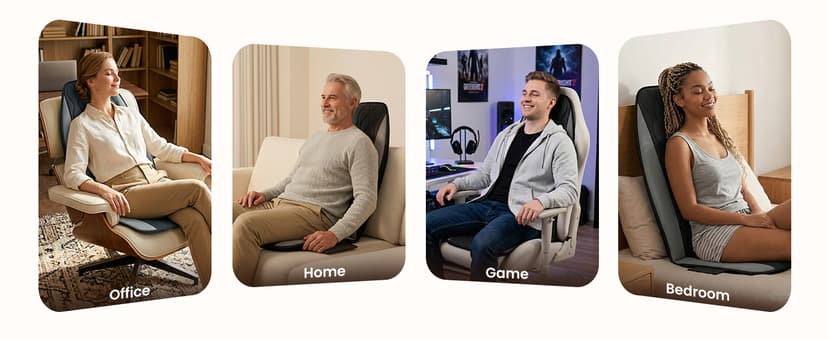 CILI Vibration Massage Chair Pad, Quiet Back Massager for Office Chair, Sofa & Recliner, Independent Graphene Heat & Massage Control, Fathers Day Gift for Back Pain Relief (Vibration Only)