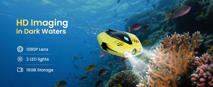 Chasing Dory Underwater Drone - Palm-Sized 1080p Full HD Underwater Drone with Camera for Real Time Viewing, APP Remote Control Green (Yellow)