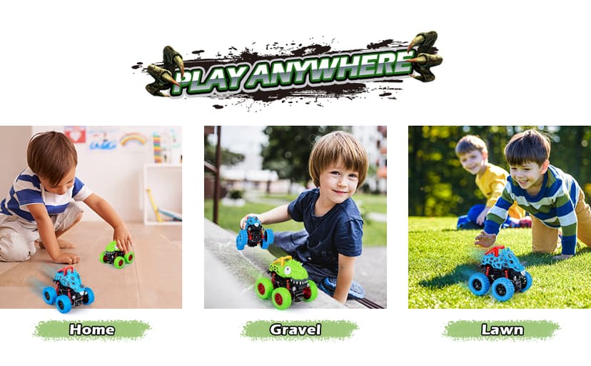 LODBY Dinosaur Toys for 2 3 4 5 Year Old Boys - Monster Truck Toys for Toddlers Boys Ages 2-4-6 - Push and Go Cars Dinosaur Toys for Kids 3-5 Year Old Boy Christmas Birthday Gifts