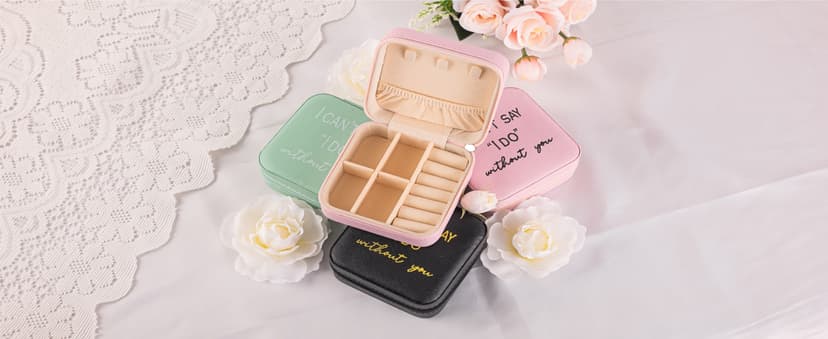 4 Sets Black Bridesmaid Proposal Gifts, Maid of Honor Gift Includes Wedding Gift Box Jewelry Box Makeup Bag Bracelet Foam Flower Invited Card Glasses Cup Hair Tie for Bridal Shower Bachelorette Party