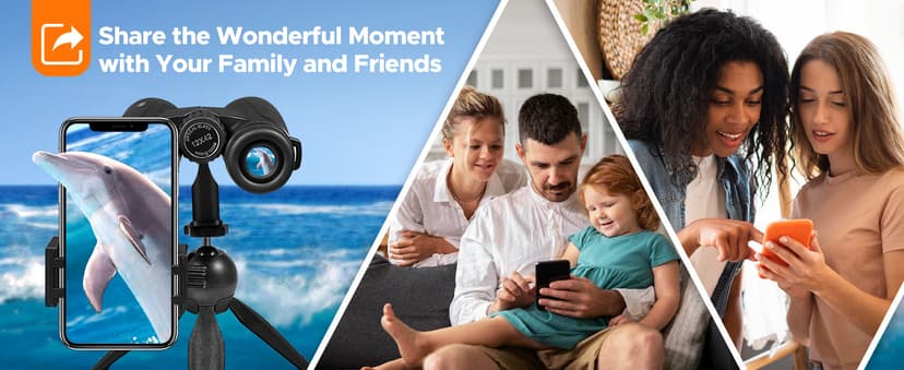 Adorrgon 12x42 HD Binoculars for Adults High Powered with Phone Adapter, Tripod and Tripod Adapter - Large View Binoculars with Clear Low Light Vision - Binocular for Bird Watching Cruise Travel