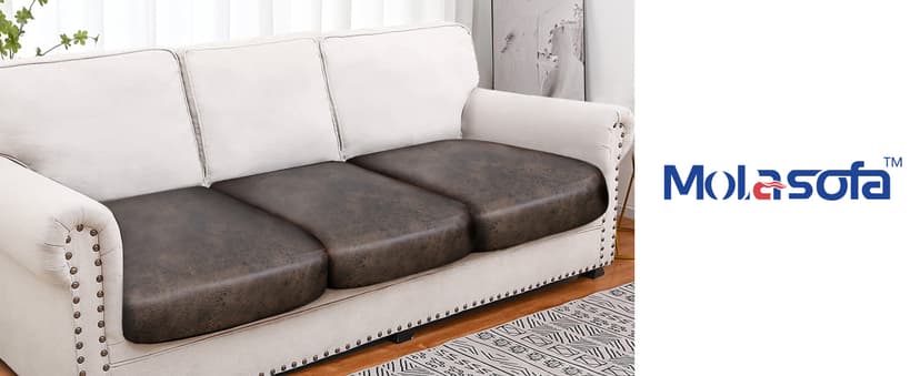 molasofa Leather Like Couch Cushion Covers Sofa Slipcovers Sets Couches Furniture Protector Covers for Sectional Armchair Loveseat Stretch Spandex Fabric, Machine Washable (3 Cushion Sofa, Brown)