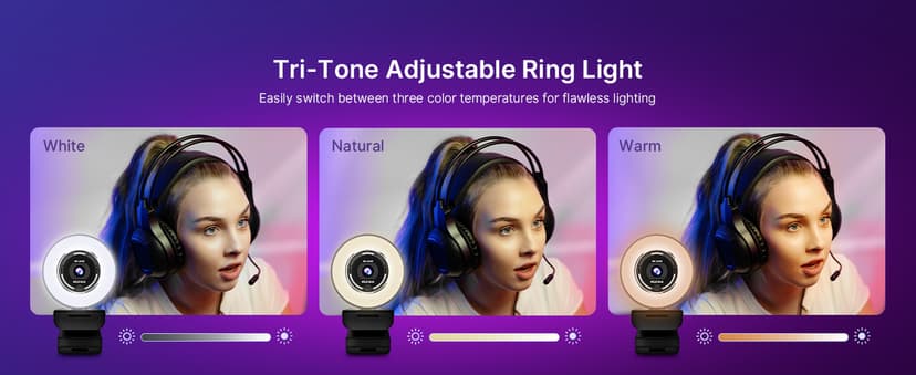 NexiGo N680E Pro 4K Webcam with Ring Light, PDAF Autofocus, 1080p 60FPS, Dual Noise-Canceling Mics, Privacy Shutter, USB Plug-and-Play for Zoom, Teams, Twitch, Google Meet