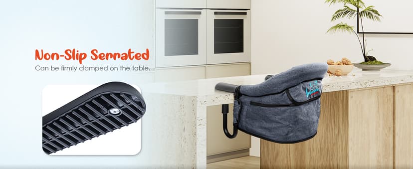 Hook-On Chairs - Portable & Foldable for Babies 6-36 Months, Family & Travel Use with Carry Bag (Grey)