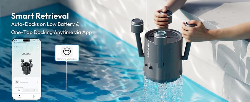(2026 Upgrade) BUBLUE BuVortex V5 Pool Skimmer Robot,Pool Surface Skimmer Robot with App Control,5L Filter,Dual Cleaning Modes,AI Navigation,Ideal for In-Ground & Above-Ground Pools,Dark Gray