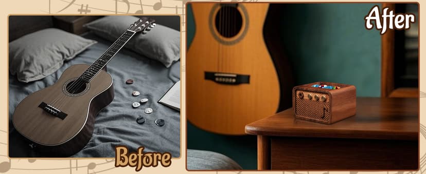 CoolGift Mart Guitar Pick Holder, Walnut Wood Amp Styled Guitar Pick Case for Picks Storage and Display, Guitar Gifts Accessories for Men Guitarists Guitar Players Music Lovers B0DPKMHK5J