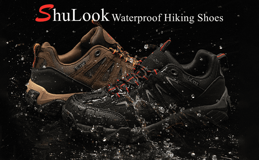 SHULOOK Men's Waterproof Hiking Shoes Lightweight Anti Slip Outdoor Ankle Boots Breathable Hike Trekking Trails Shoe