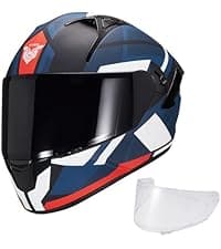 VCOROS Full Face Dual Visor Motorcycle Helmet for Adults Motorbike Street Bike Racing Helmets X9 DOT Approved with Black Visor