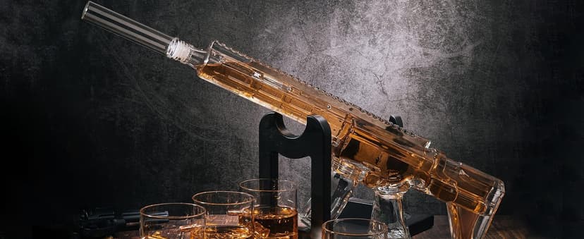 AR15 Gun Decanter Birthday Gifts for Men Dad, Whiskey Set - Rifle Limited Edition, Silencer Stopper - 800 ml & 12oz Bullet Glasses - Father Gift - Drinking Party, Liquor, Vodka Tik Tok Viral Dispenser