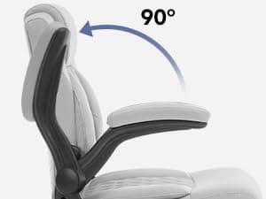 Office Chair with Adjustable Inflatable Lumbar Support,Leather Ergonomic Computer Desk Chair with Flip-up Arms,Adjustable Tilt Lock,Swivel Rolling Executive PC Chair for Work,Study,Meeting.Grey