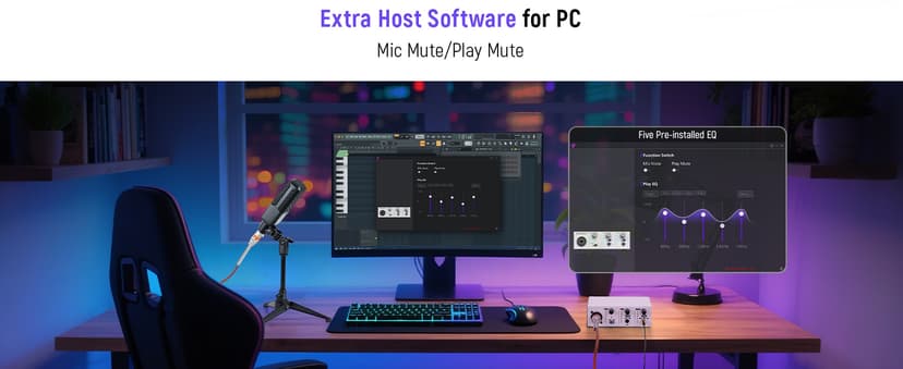 Synido USB C Audio Interface for Recording Music, Streaming, Podcasting with XLR, Line Input, 24bit/48kHz, 48V Phantom Power, 2-channel, Silver