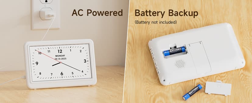 Raynic Date Clock, Digital Clock with 12 Themes, 20 Alarms, 20 Reminders, Semi-Automatic Dimming, 12/24 Hours, Auto DST for Desktop, Office, Students