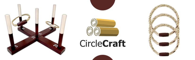CircleCraft Rustic Ring Toss Game for Kids & Adults – Outdoor Yard Games with Rope Rings, Portable Wooden Lawn Game for Family Fun, Backyard, Beach, Camping & Picnic Activities for Christmas & Easter