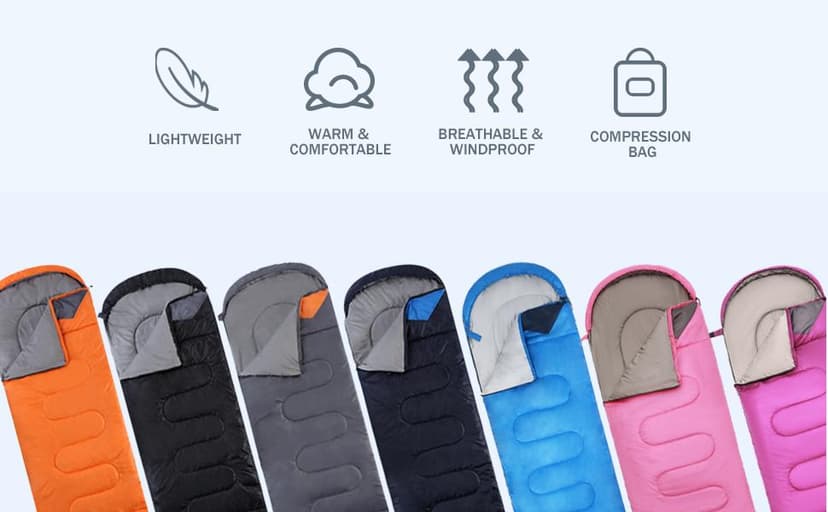 Sleeping Bags for Adults Backpacking Lightweight Waterproof- Cold Weather Sleeping Bag for Girls Boys Mens for Warm Camping Hiking Outdoor Travel Hunting with Compression Bags