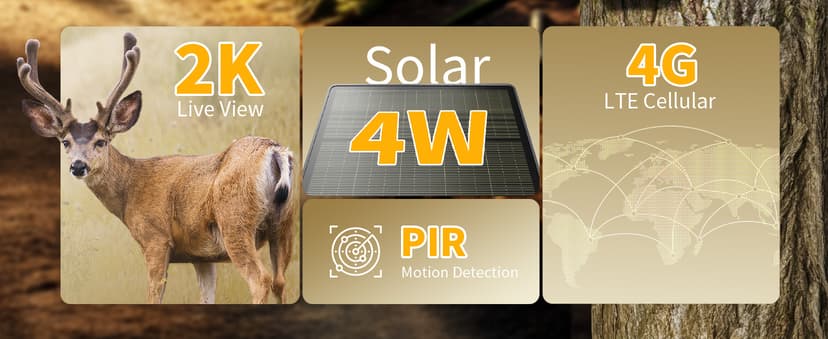 SEHMUA 4G LTE Cellular Trail Cameras 3rd Gen with Live Streaming, Game Camera Built-in SIM Card with Motion Activated 0.2s Trigger Time Solar Trail Camera IP66 Waterproof