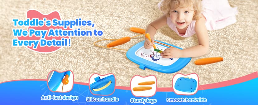 Toddlers Toys Ages 1-3, Magnetic Drawing Board, Doodle Board Pad Learning and Educational Toys for 18 Months Baby 1-3 Yr Kids Birthday Gifts - Blue