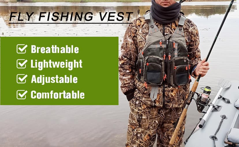 Raprance Fly Fishing Vest Backpack - Adjustable Lightweight and Quick-Dry, with 17 Pocketsfor Trout Bass Saltwate