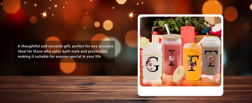 Monogrammed Glass Drinking Cup With Lid Straw Girlfriend Gf Gifts Future Mrs for Her Women Boyfriend 1 One Year Anniversary Meaningful Cute Romantic Christmas Xmas First Valentines I Love You More,C