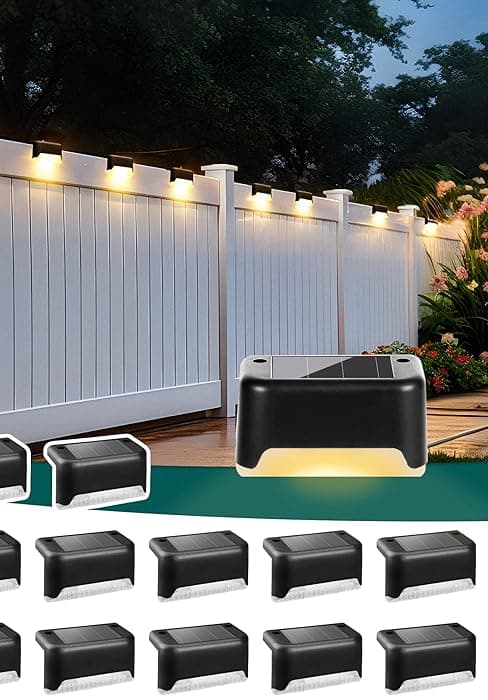SOLPEX Solar Deck Lights Outdoor 16 Pack, Solar Step Lights Waterproof Led Solar lights for Outdoor Stairs, Step , Fence, Yard, Patio, and Pathway(Warm White)