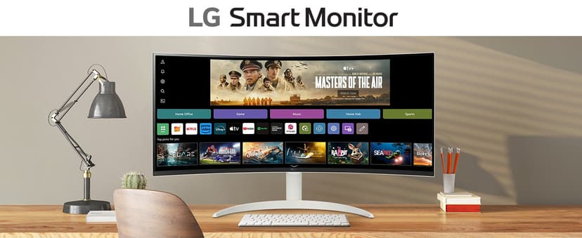 LG 34SR60QC-W 34-inch QHD (3440x1440) Curved Smart Monitor with Streaming, UltraWide Screen, webOS, HDR10, 100Hz, Built-in Speaker, AirPlay2, Screen Share, Bluetooth, ThinQ App, White