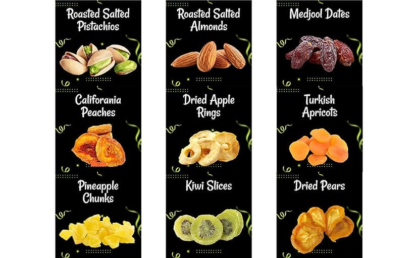 Oh! Nuts Dried Fruit and Nuts Gift Basket XL 18 Variety Basket - Gourmet Holiday Kosher Gift Box - Food Snack Box for Birthday, Anniversary, Corporate Gift for Men, Women, Mom, Dad