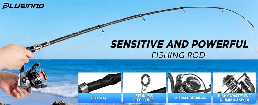 PLUSINNO Fishing Gear,Full Fishing kit Include Fishing Rod and Reel Combo, Tackle Box with Fishing Lures, Fishing Accessories, Fishing Pliers,Fishing Gifts for Men with Fishing Tool Kit