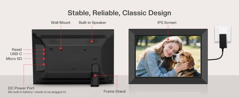 1280x800 HD IPS Touch Screen, Slideshow, Auto-Rotate, Tabletop/Wall, Send Photos/Videos from Phone, Gifts for Mom - Black Frameo 10.1" WiFi Digital Picture Frame, Electronic Photo Frames - 32GB B0D8JDPKKS