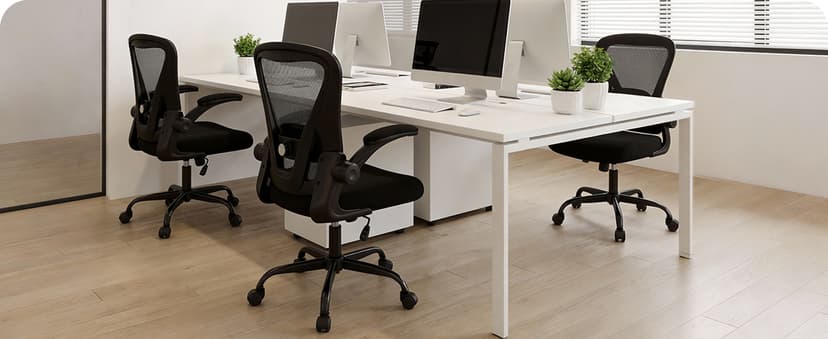 Office Chair, Ergonomic Office Chair with Back Support, Comfy Home Office Desk Chairs with Lumbar Support & Flip-up Armrests, 330LBS Mesh Computer Executive Task Chair for Home Office, Black