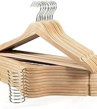 Urby Extra Wide Hangers for Plus Size Clothes, Ganchos para Colgar Ropa,19 Inch Plus Size Hangers Ideal for XL, XXL Shirts, Coats, Dresses, Etc. Wood. Natural 10pk