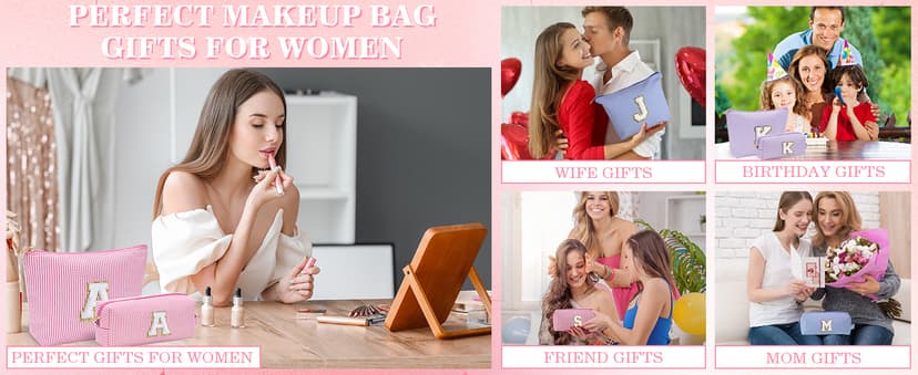 YOOLIFE Birthday Gifts for Women - Birthday Gifts Idea for Her Friends Female Teacher | Personalized Cute Makeup Bag for Women Girlfriend | Cosmetic 2 Pieces Toiletry Makeup Pouch Mothers Day Gifts L