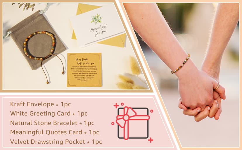 Inspirational Gifts Bracelets for Women Healing Natural Stone Bracelets - Get Well Soon Gifts for Women Best Friends Sister Girls - Life is Tough But So are You Bracelet