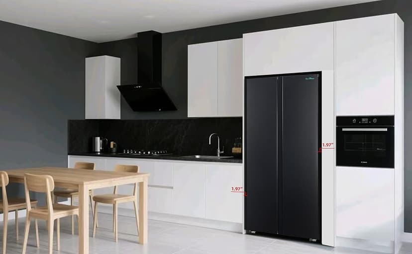 Iceblue 15.6 Cu.Ft. Side-by-side Refrigerators, 33" Full Size Refrigerator, Zoning Temperature Control Beverage Refrigerator with Freezer, Frost Free Beverage Fridge - Black Stainless Steel