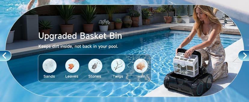 WYBOT C1 Cordless Robotic Pool Cleaner, 4-in-1 Pool Vacuum for Inground Pools & Above Ground Pool Up to 150 Mins Runtime, Power Suction with Smart Navigation & APP Control (Lake Green)