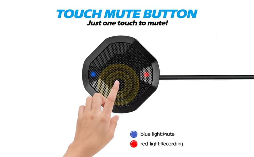 360° Conference USB Microphone for Desktop No Speaker, USB Computer PC Mic, Noise-Canceling Technology, Recording, Skype, Online Class, Court Reporter, Plug & Play, Compatible with Windows & MacOS