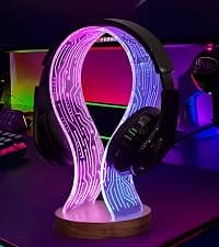 PCB Pattern Acrylic Headset Stand with 1 USB and 1 Type-C Charging Ports, Gifts for Men Boy Father Dad and DJ Music Lovers CoolGift Mart Light Up Headphone Stand, Gifts for Gamers B0DGKV973D