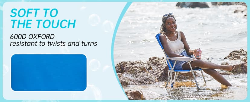 #WEJOY Folding Beach Chair for Adults, Lightweight Beach Chair with Shoulder Straps, High Back Camping Chairs with Hard Armrest, Supports 300lbs for Outdoor Lawn Concert