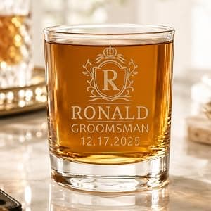 Six groomsmen glasses for larger wedding party gifts Groomsmen Engraved Whiskey Glass Set of 6 B0GM8TX93M