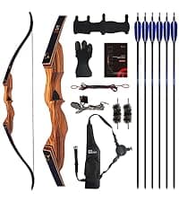 Sanlida Eagle X9 New 58" RTH Standard Recurve Bow and Arrow Set for Adults and Hunters, Wooden Takedown Recurve Bow Package for Outdoor and Practice 25-60 Lbs