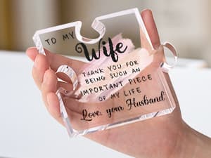 LukieJac Gifts for Wife - Romantic Gifts for Her Acrylic Puzzle Piece Plaque for Wife Birthday, Wedding Anniversary, Valentines Day, Mothers Day Presents Home Desk Decor - 4.7 x 3.9 Inch