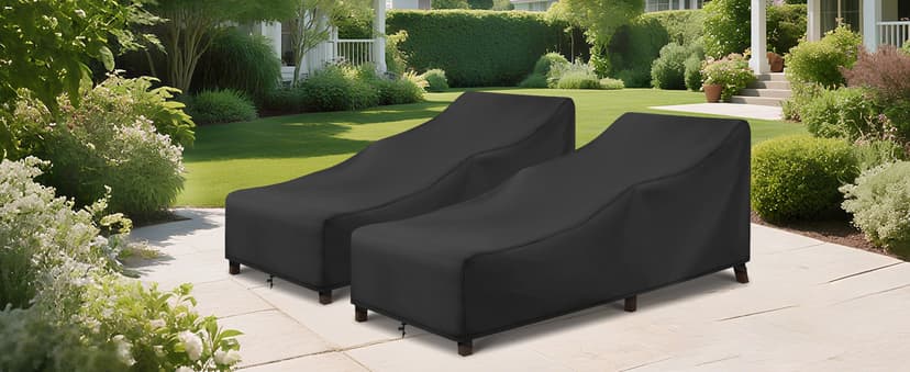 Arcedo Patio Chaise Lounge Cover Water Resistant, 2 Pack of Pool Lounge Chair Covers for Outside Stackable Cushions and Outdoor Furniture, 80" x 30" x 26" H, Black