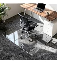 Vicwe Glass Chair Mat for Carpet,32"x48" Tempered Glass Office Chair Mat,1/5" Thick Glass Chair Mat with Rounded and Polished Edges,Smooth Glide for Carpet & Hardwood Floor Protection