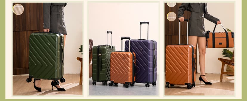 Eeeza Luggage Sets 5 Piece, Suitcases with Wheels, ABS Hard Case Luggage with TSA Lock Spinner Wheels, Carry On Luggage Set(5 Piece Sets (20"/24"/28"/DB/TB))