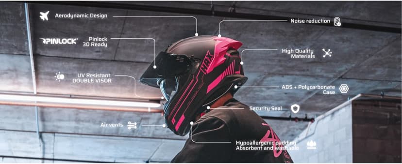 HAX Obsidian Pro Full Face Dual Visor Adult Motorcycle Helmet for Motorbike Street Bike with Pinlock Ready DOT Approved