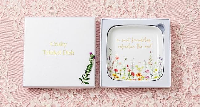 Crisky Jewelry Ring Dish for Women Christian Gifts Trinket Tray Inspirational Friendship Gifts for Friend Birthday Jewelry Tray for Her Sisters Besties Verse: Sweet Friendship –Proverbs 27:9