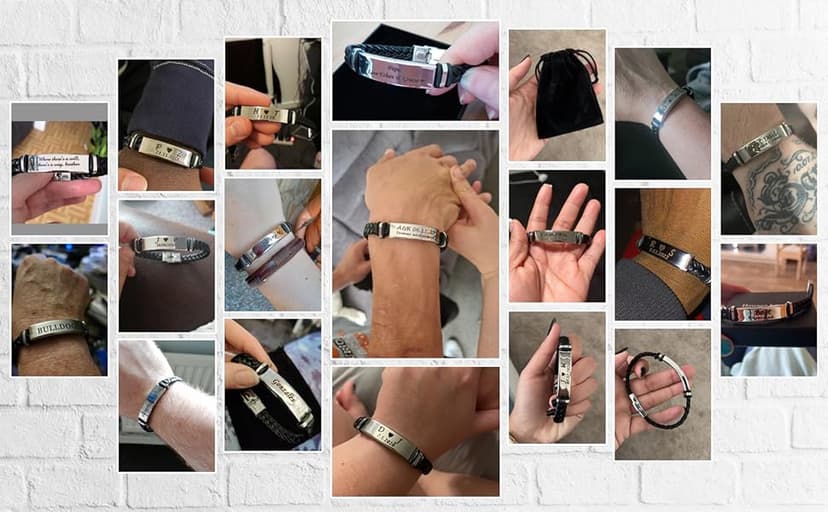 EDSG Mens Bracelet Personalized Custom Bracelets for Men Leather Engraved Bracelet Gift for Boyfriend Husband Dad Bestman Gift for Valentines Day Christmas, Birthday, Wedding, Anniversary, Father's Day