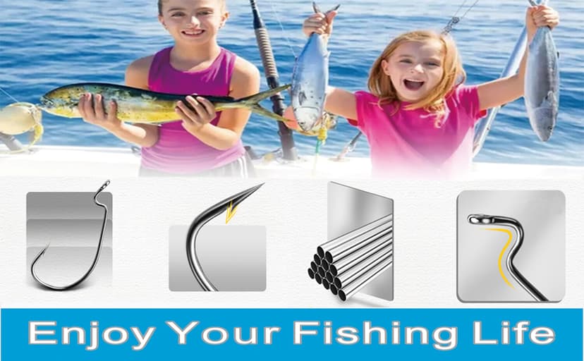 Afmivs Worm Hooks for Bass Fishing Hooks, 110pcs Bass Hooks Fishing, 6 Sizes Fishing Hooks Freshwater, Eagle Claw Hooks #1 1/0 2/0 3/0 4/0 5/0 Black High Carbon Steel with Portable Plastic Box